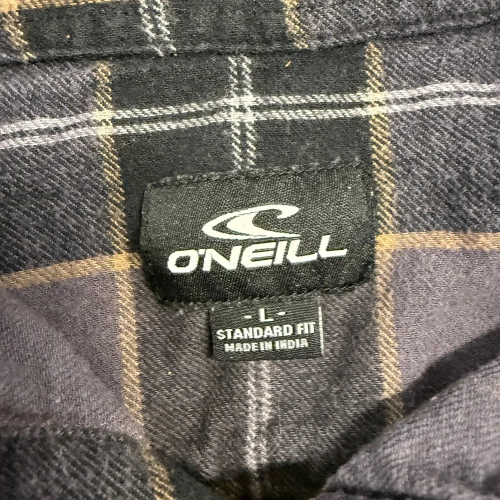 O'Neill Mens Plaid‎ Flannel Button Up Shirt Purple Black Large Standard Fit L/S